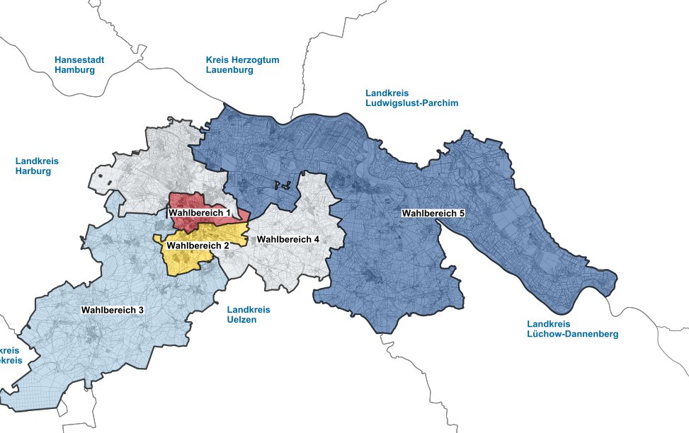 Wahlbereiche 2026 des Landkreises Lüneburg