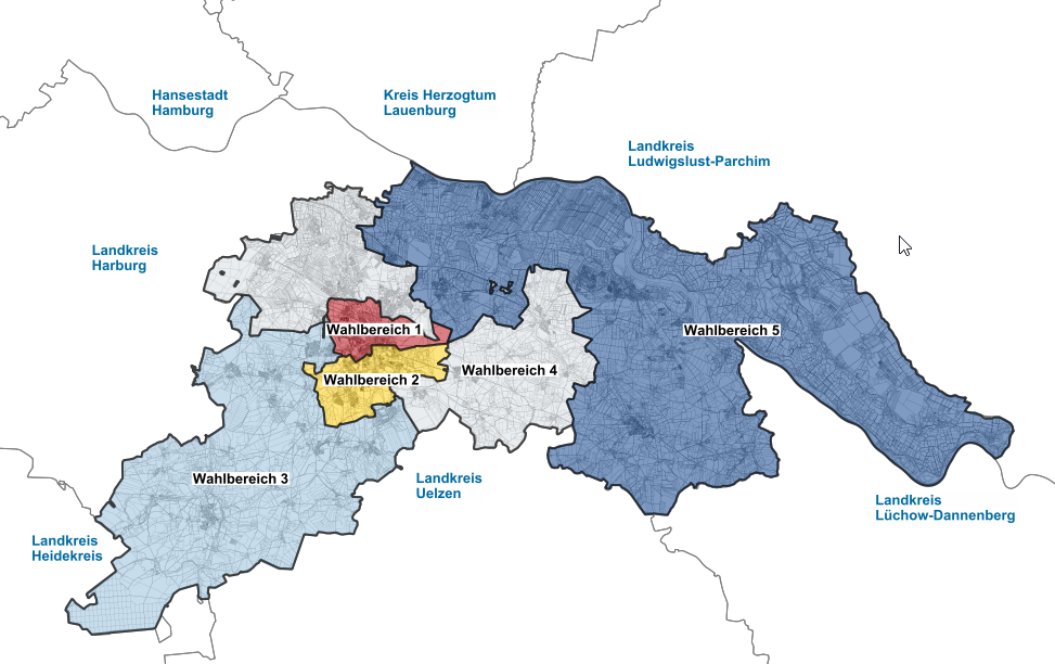 Wahlbereiche 2026 des Landkreises Lüneburg