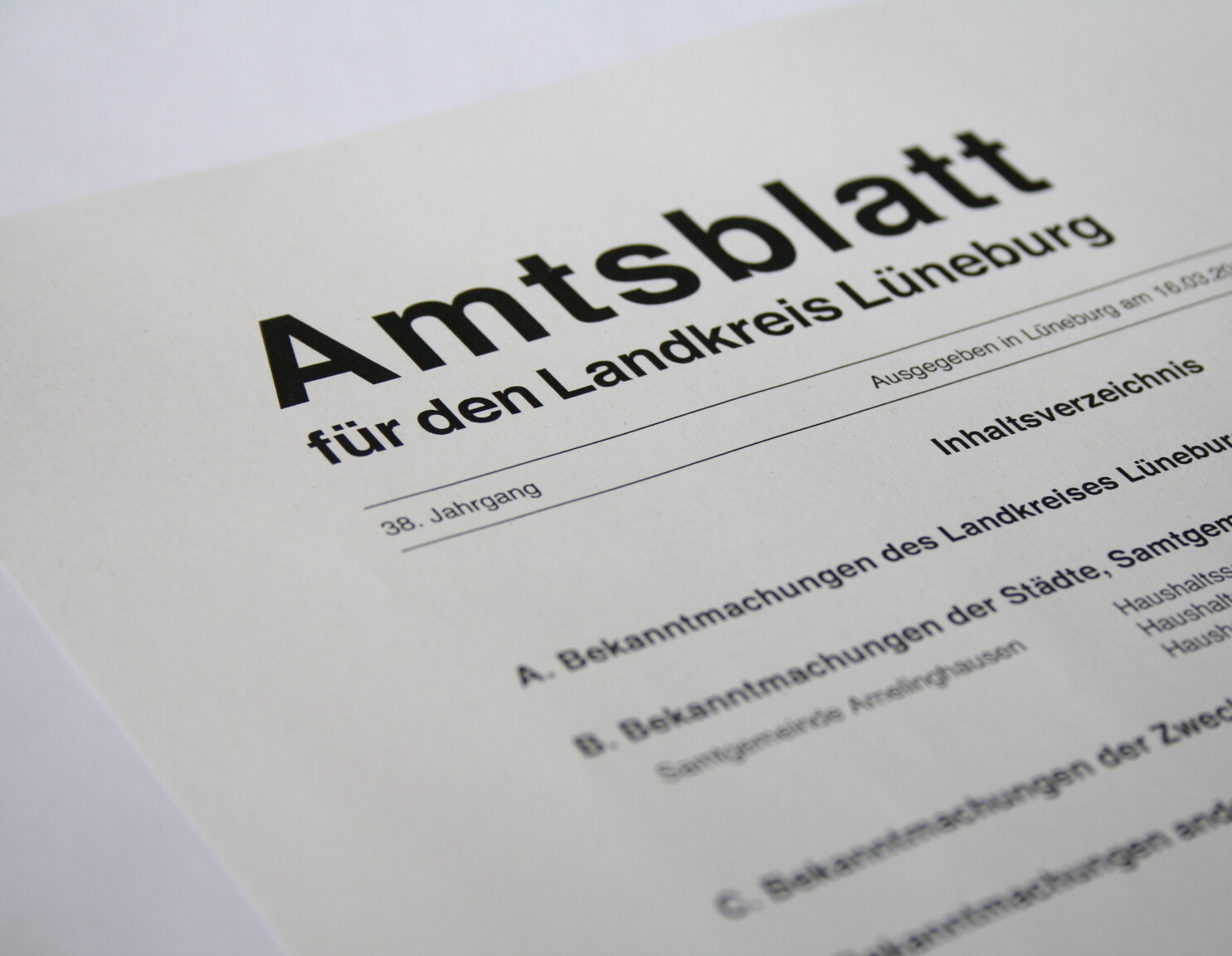 Amtsblatt für den Landkreis Lüneburg.